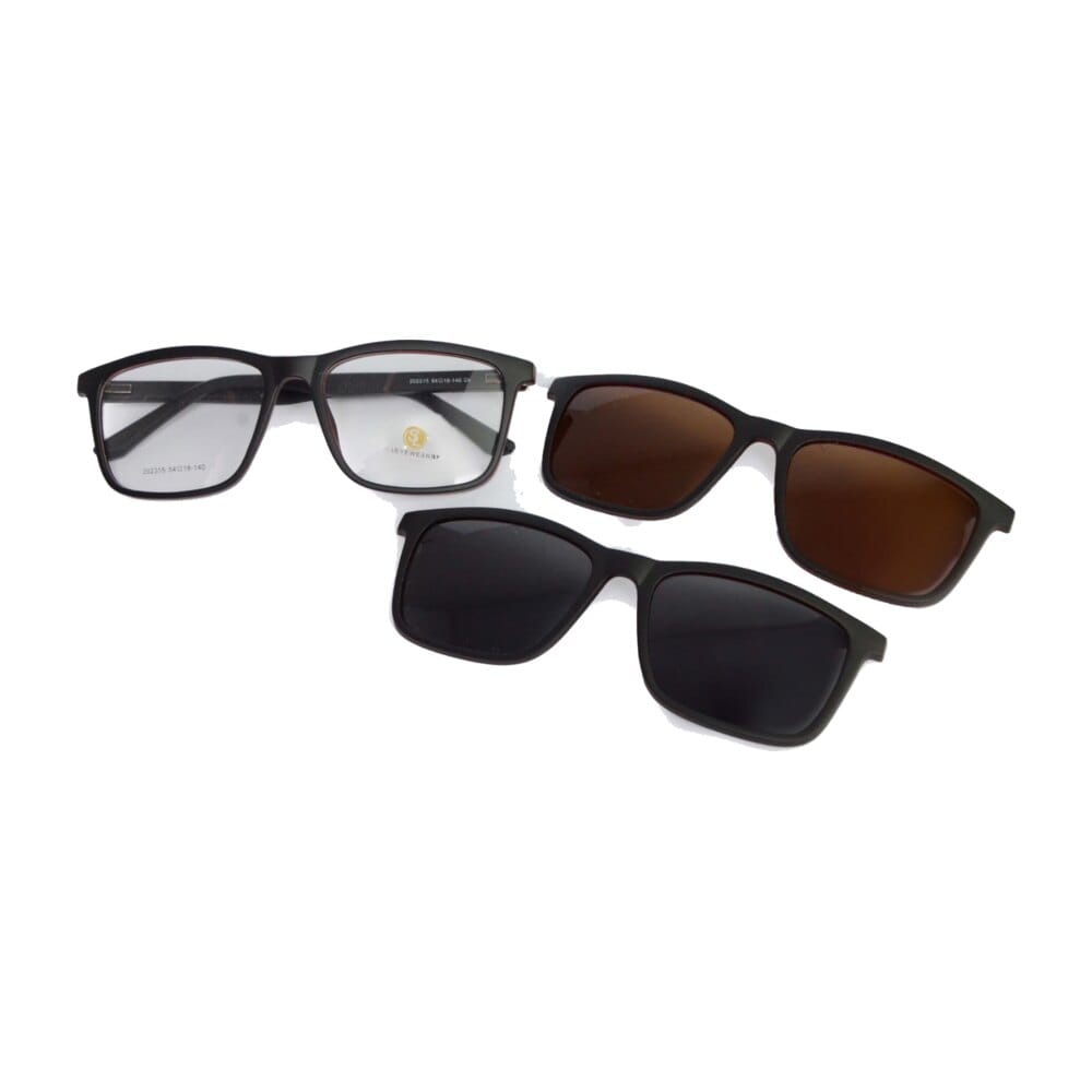 Clip-on com 2 lentes solares — Armação de grau + lentes solares por ímã
