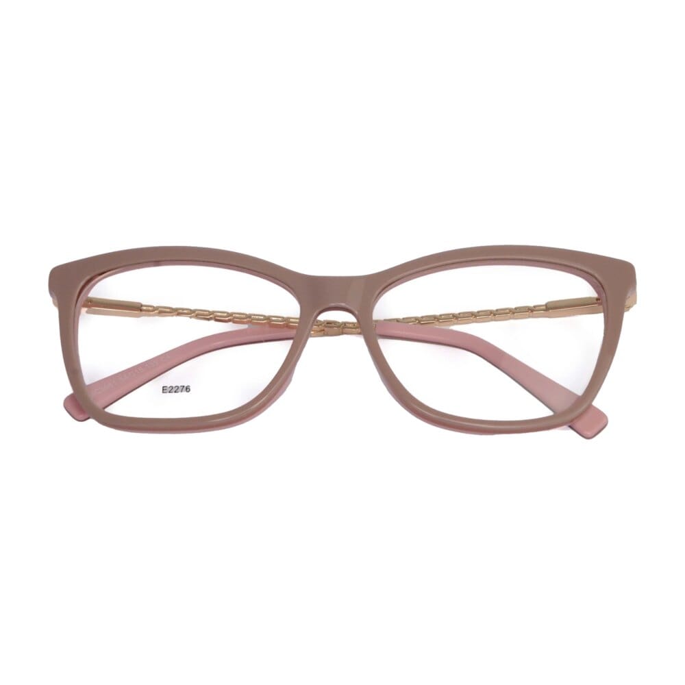 Quadrada nude — Acetato nude com hastes douradas