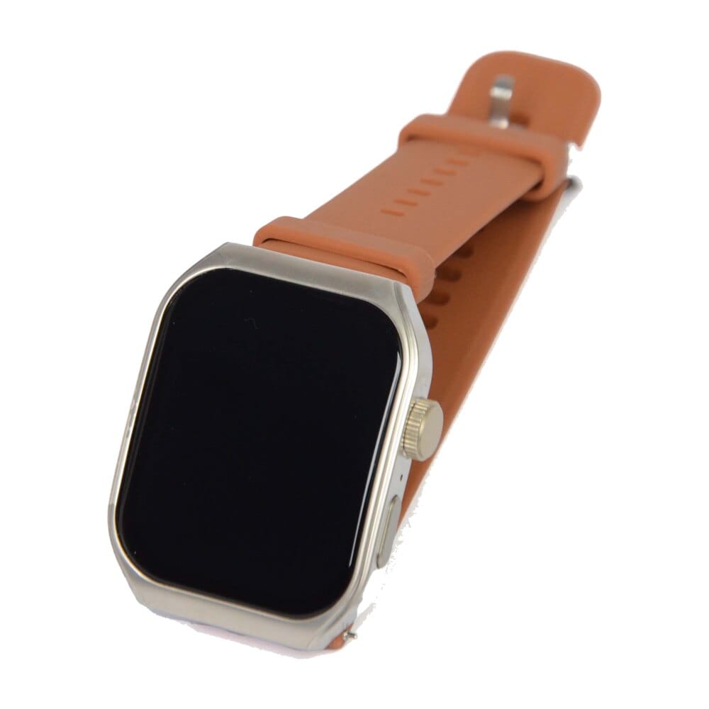 Smartwatch couro caramelo — Pulseira em couro sintético